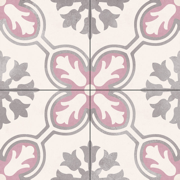 Swansea Amberley Orchid Pink 45 x 45cm Porcelain Pattern Tile - 1.01 sqm perbox