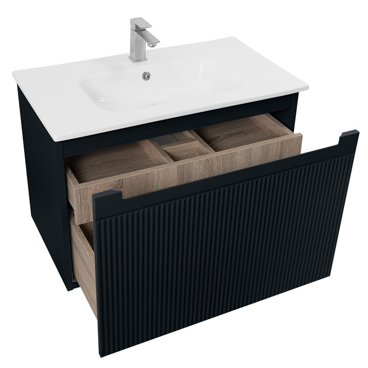 Josef Martin Sophie 800mm Reeded Vanity Unit &amp; Slimline Basin - Ember