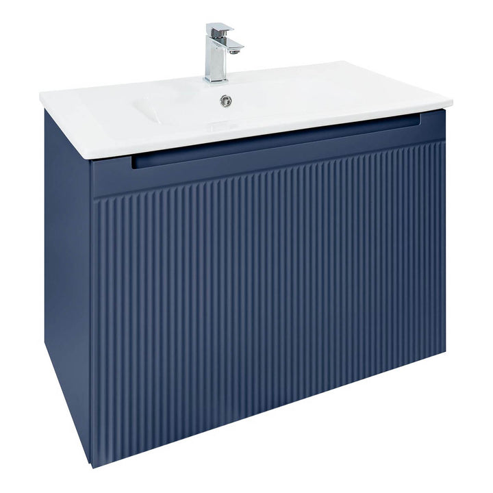 Josef Martin Sophie 800mm Reeded Vanity Unit &amp; Slimline Basin - Marine Blue