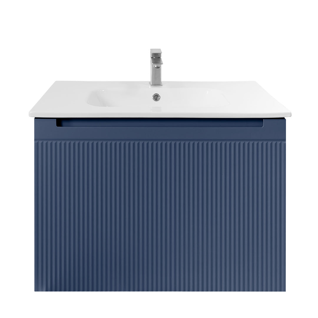Josef Martin Sophie 800mm Reeded Vanity Unit &amp; Slimline Basin - Marine Blue