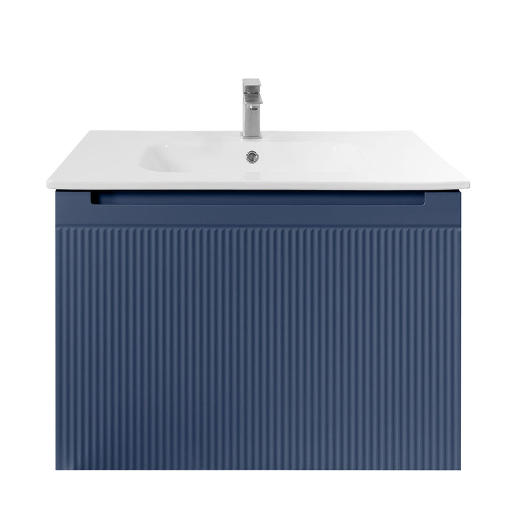 Josef Martin Sophie 800mm Reeded Vanity Unit &amp; Slimline Basin - Marine Blue