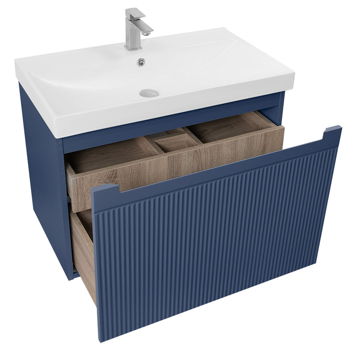 Josef Martin Sophie 800mm Reeded Vanity Unit &amp; Basin - Marine Blue