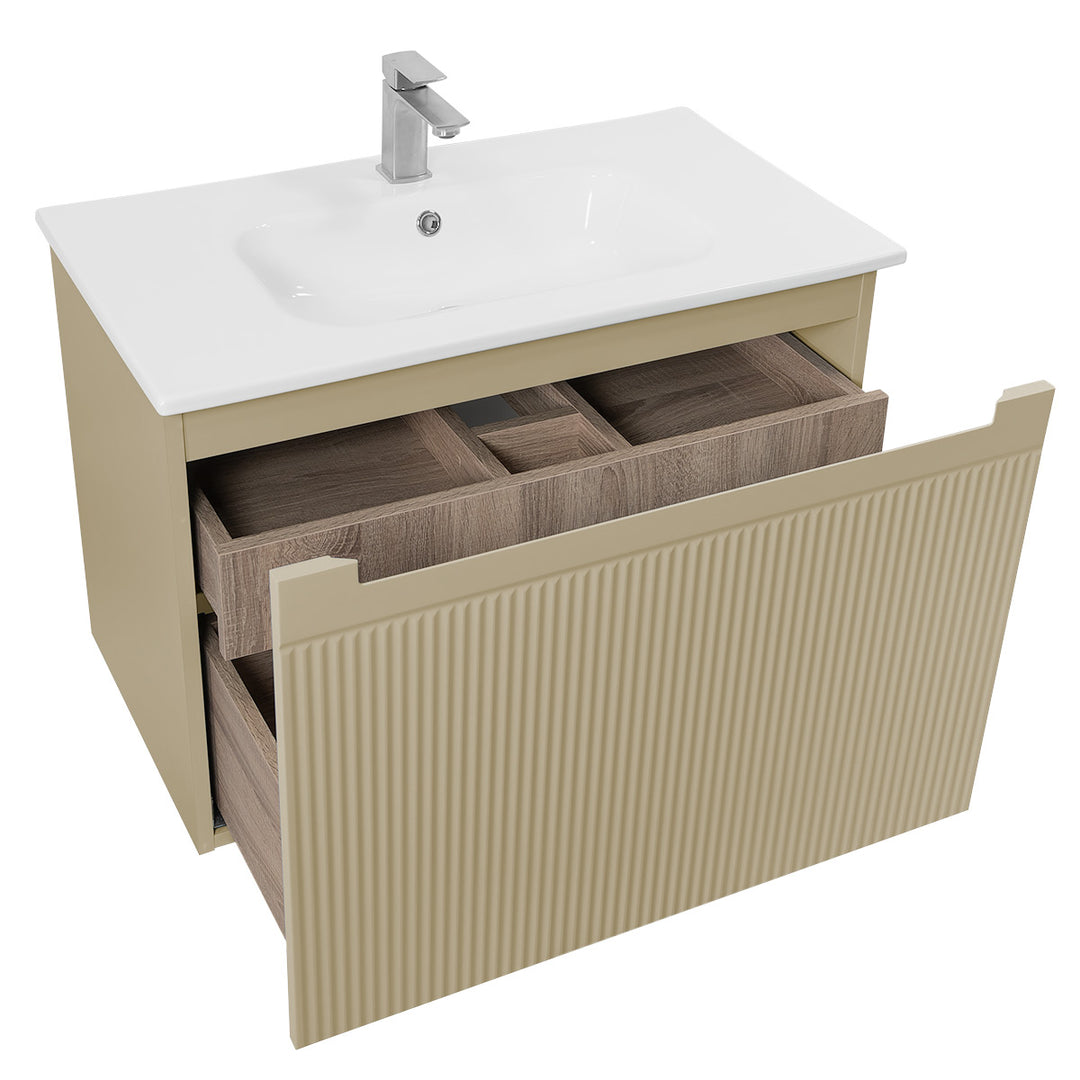 Josef Martin Sophie 800mm Reeded Vanity Unit &amp; Slimline Basin - Sand