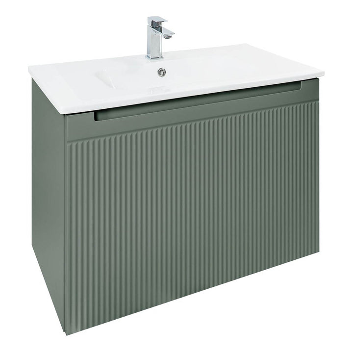 Josef Martin Sophie 800mm Reeded Vanity Unit &amp; Slimline Basin - Spring Green