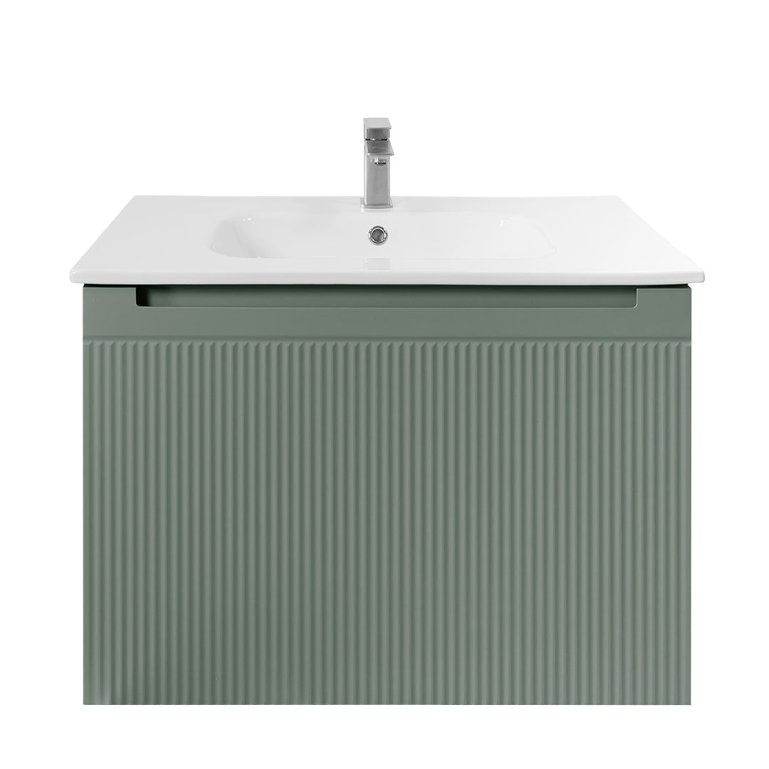 Josef Martin Sophie 800mm Reeded Vanity Unit &amp; Slimline Basin - Spring Green