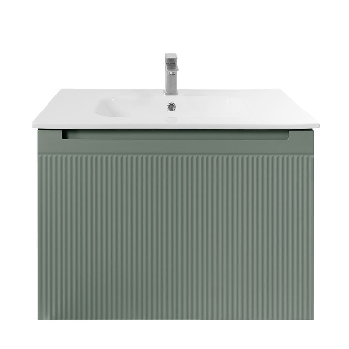 Josef Martin Sophie 800mm Reeded Vanity Unit &amp; Slimline Basin - Spring Green