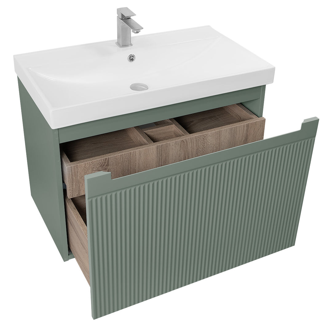 Josef Martin Sophie 800mm Reeded Vanity Unit &amp; Basin - Spring Green