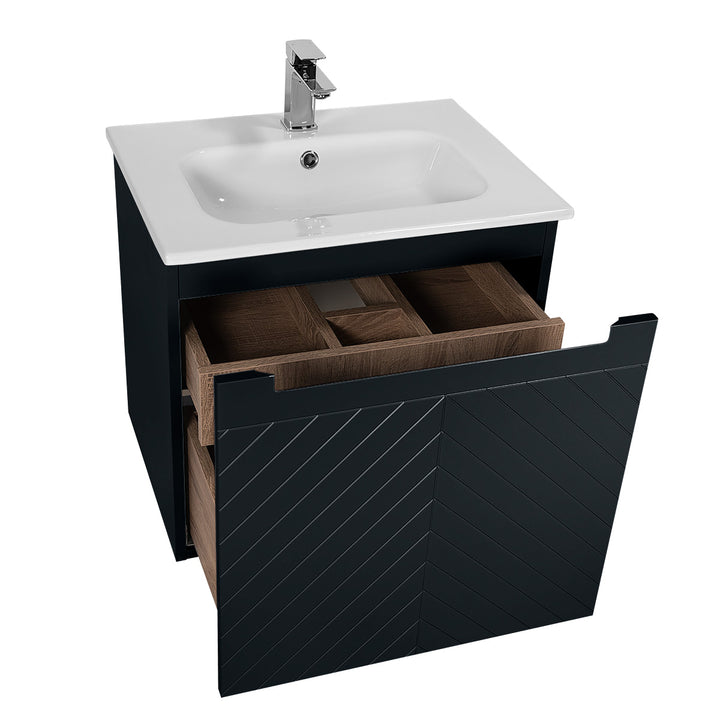 Josef Martin Sophie 600mm Chevron Vanity Unit &amp; Slimline Basin - Ember
