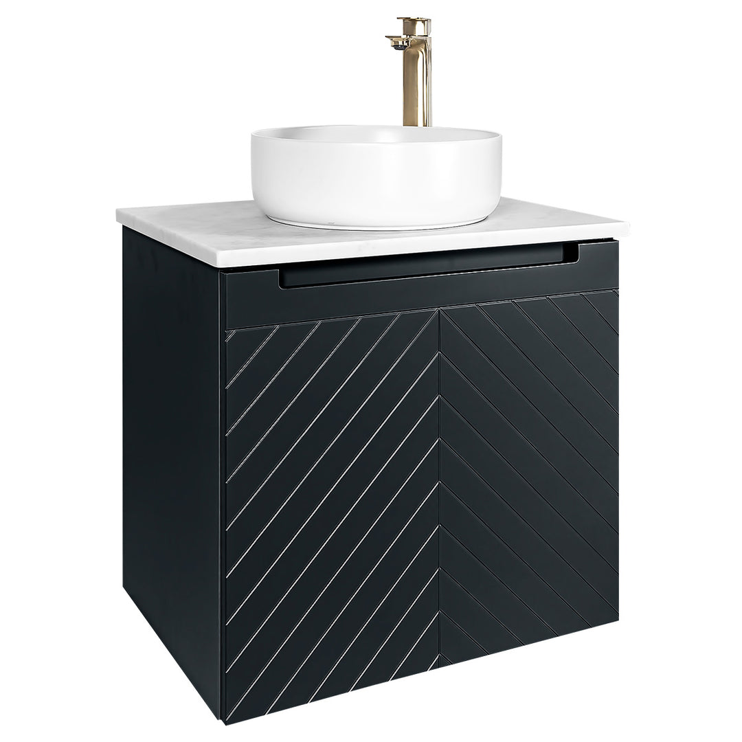 Josef Martin Sophie 600mm Chevron Vanity Unit &amp; Pebble Worktop - Ember