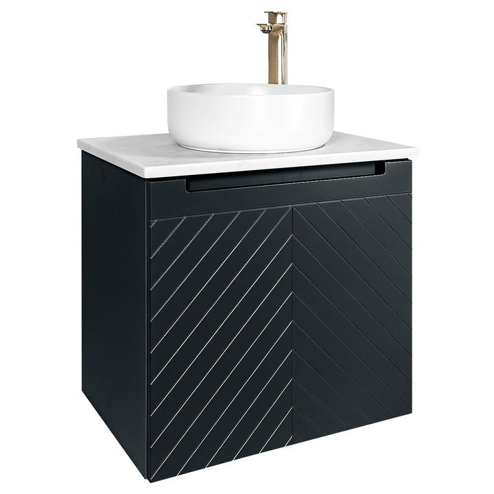 Josef Martin Sophie 600mm Chevron Vanity Unit &amp; Pebble Worktop - Ember