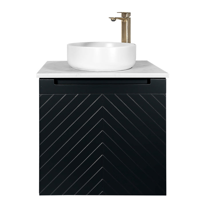 Josef Martin Sophie 600mm Chevron Vanity Unit &amp; Pebble Worktop - Ember