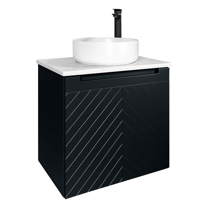 Josef Martin Sophie 600mm Chevron Vanity Unit &amp; Pebble Worktop - Ember