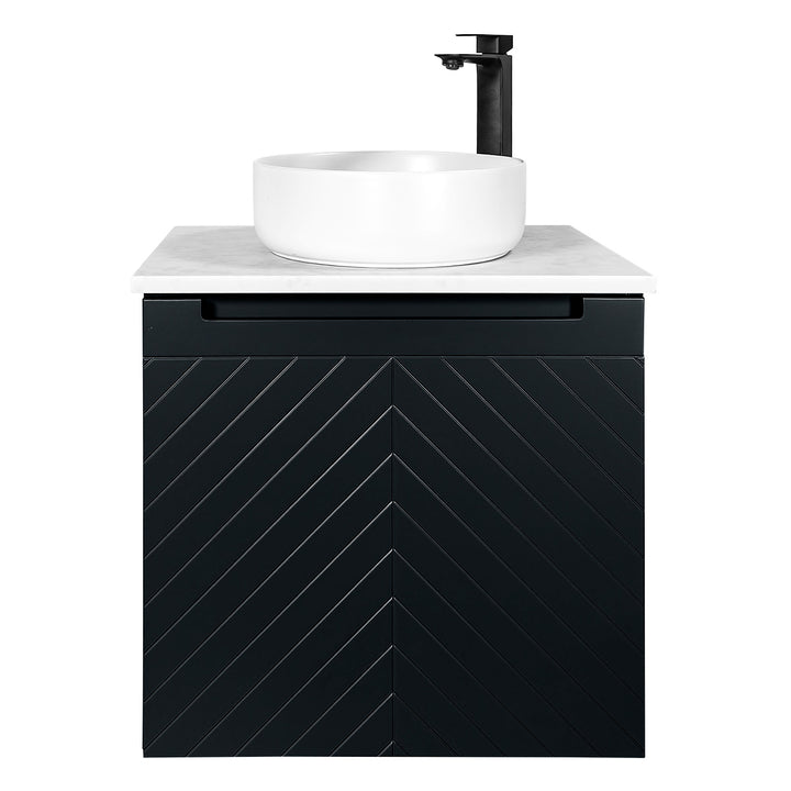 Josef Martin Sophie 600mm Chevron Vanity Unit &amp; Pebble Worktop - Ember