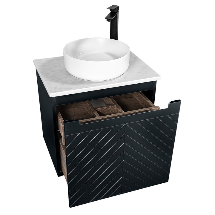 Josef Martin Sophie 600mm Chevron Vanity Unit &amp; Pebble Worktop - Ember