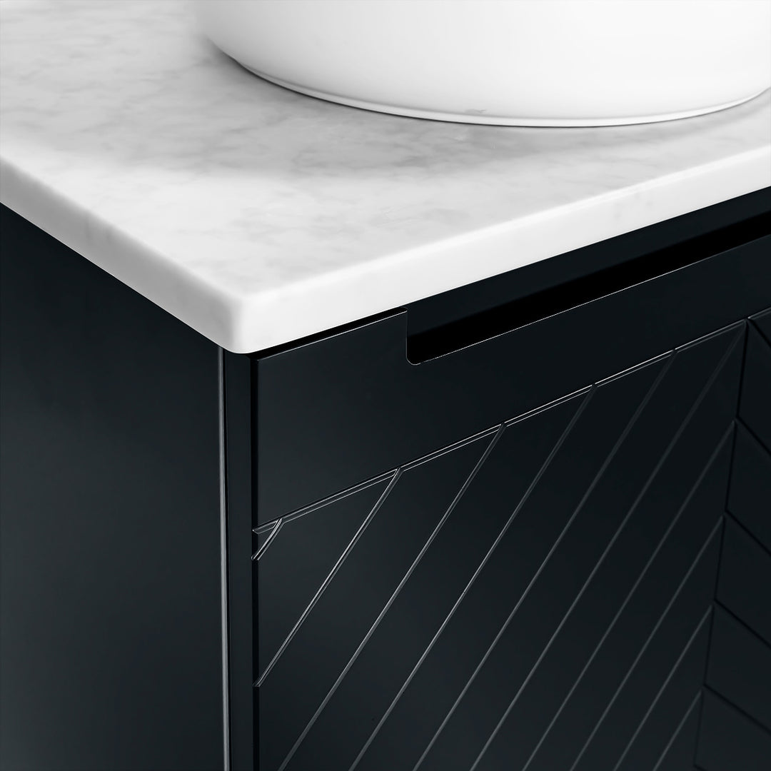 Josef Martin Sophie 600mm Chevron Vanity Unit &amp; Pebble Worktop - Ember