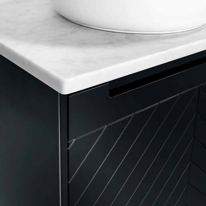 Josef Martin Sophie 600mm Chevron Vanity Unit &amp; Pebble Worktop - Ember
