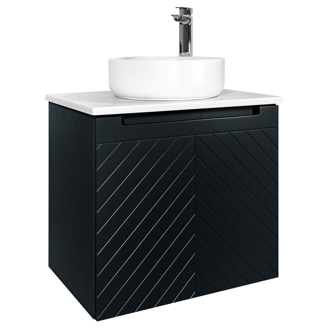 Josef Martin Sophie 600mm Chevron Vanity Unit &amp; Pebble Worktop - Ember