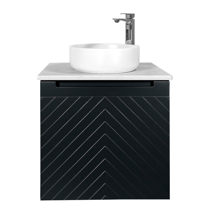 Josef Martin Sophie 600mm Chevron Vanity Unit &amp; Pebble Worktop - Ember