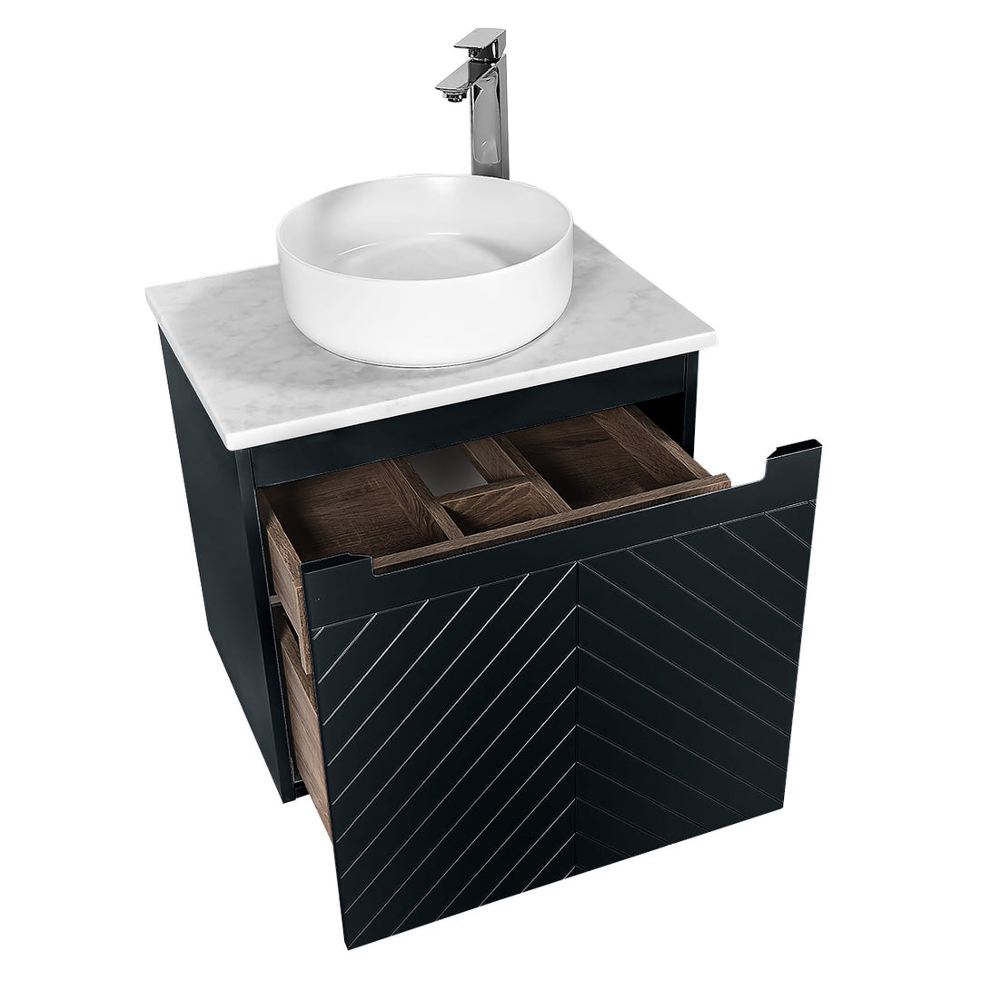 Josef Martin Sophie 600mm Chevron Vanity Unit &amp; Pebble Worktop - Ember