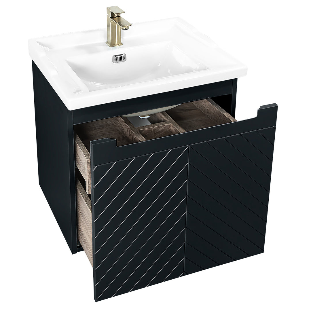 Josef Martin Sophie 600mm Chevron Vanity Unit &amp; Traditional Basin - Ember