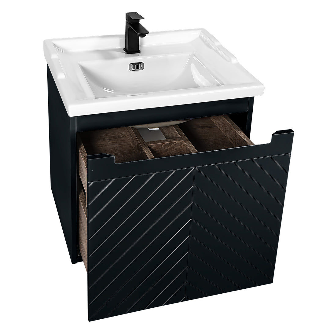 Josef Martin Sophie 600mm Chevron Vanity Unit &amp; Traditional Basin - Ember