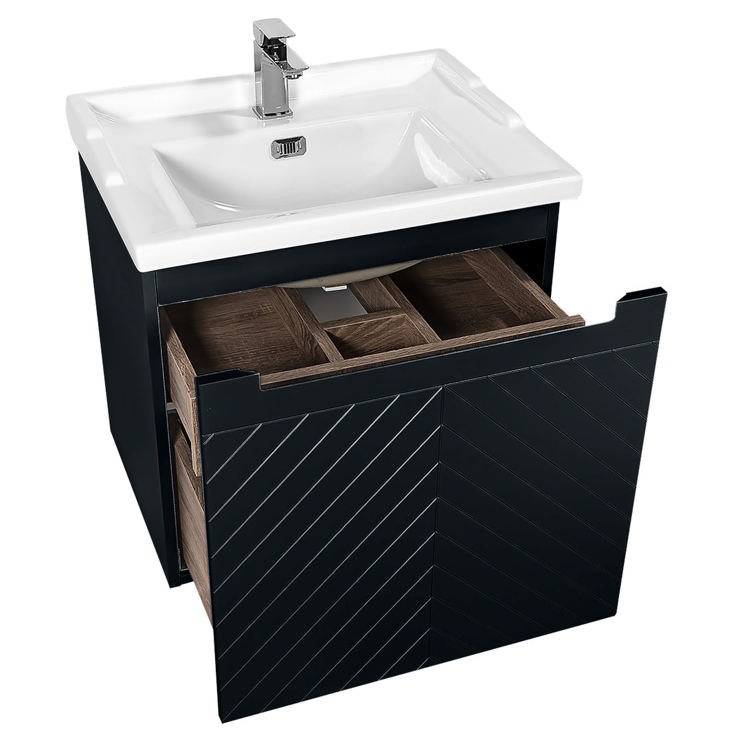 Josef Martin Sophie 600mm Chevron Vanity Unit &amp; Traditional Basin - Ember