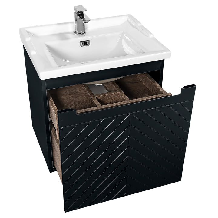 Josef Martin Sophie 600mm Chevron Vanity Unit &amp; Traditional Basin - Ember