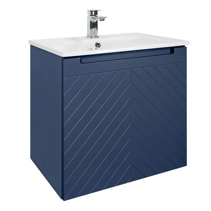 Josef Martin Sophie 600mm Chevron Vanity Unit &amp; Slimline Basin - Marine Blue