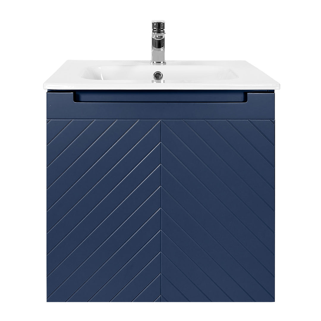 Josef Martin Sophie 600mm Chevron Vanity Unit &amp; Slimline Basin - Marine Blue