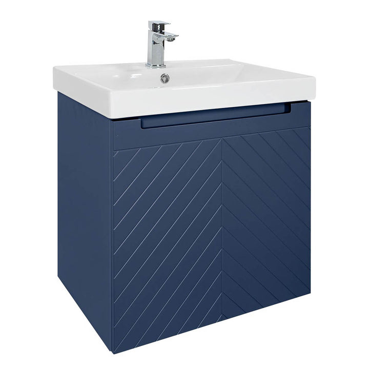 Josef Martin Sophie 600mm Chevron Vanity Unit &amp; Basin - Marine Blue