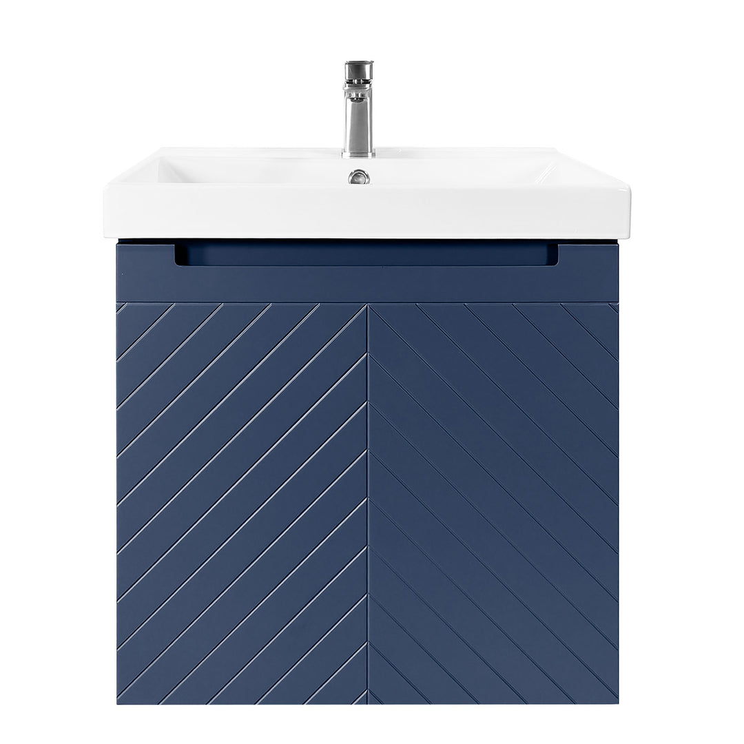 Josef Martin Sophie 600mm Chevron Vanity Unit &amp; Basin - Marine Blue