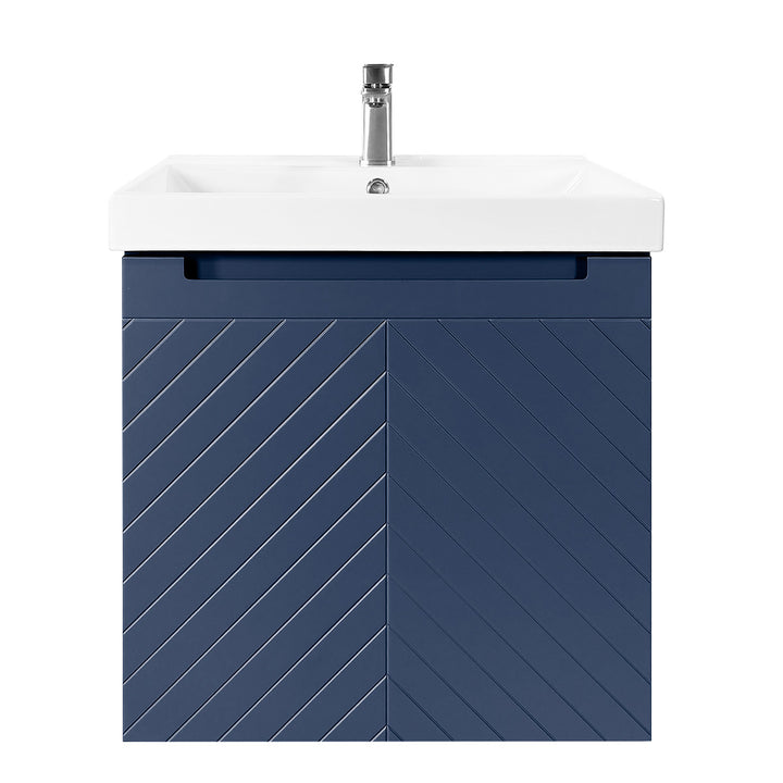 Josef Martin Sophie 600mm Chevron Vanity Unit &amp; Basin - Marine Blue