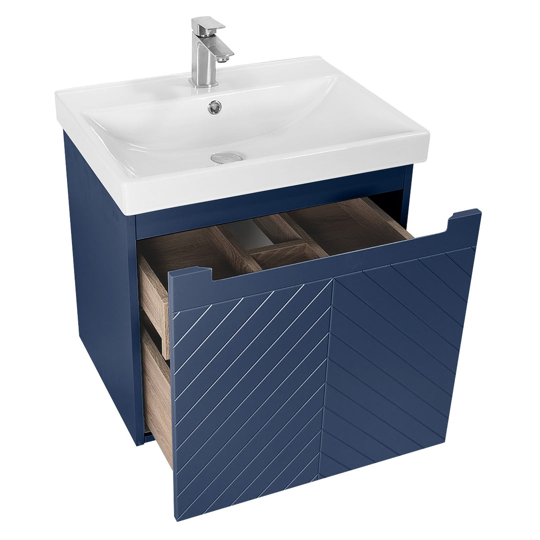 Josef Martin Sophie 600mm Chevron Vanity Unit &amp; Basin - Marine Blue