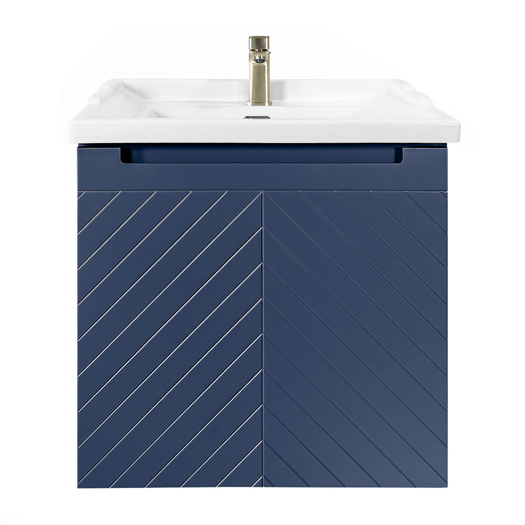 Josef Martin Sophie 600mm Chevron Vanity Unit &amp; Traditional Basin - Marine Blue