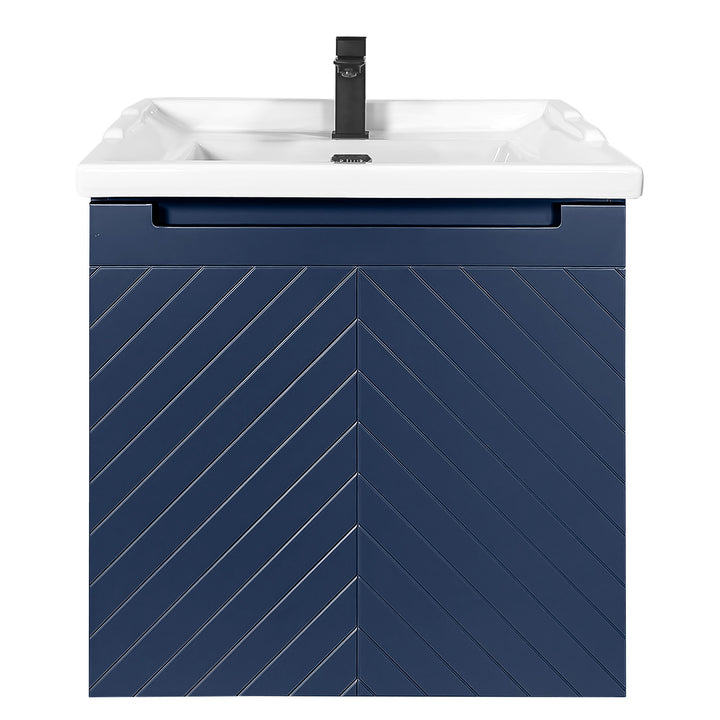 Josef Martin Sophie 600mm Chevron Vanity Unit &amp; Traditional Basin - Marine Blue