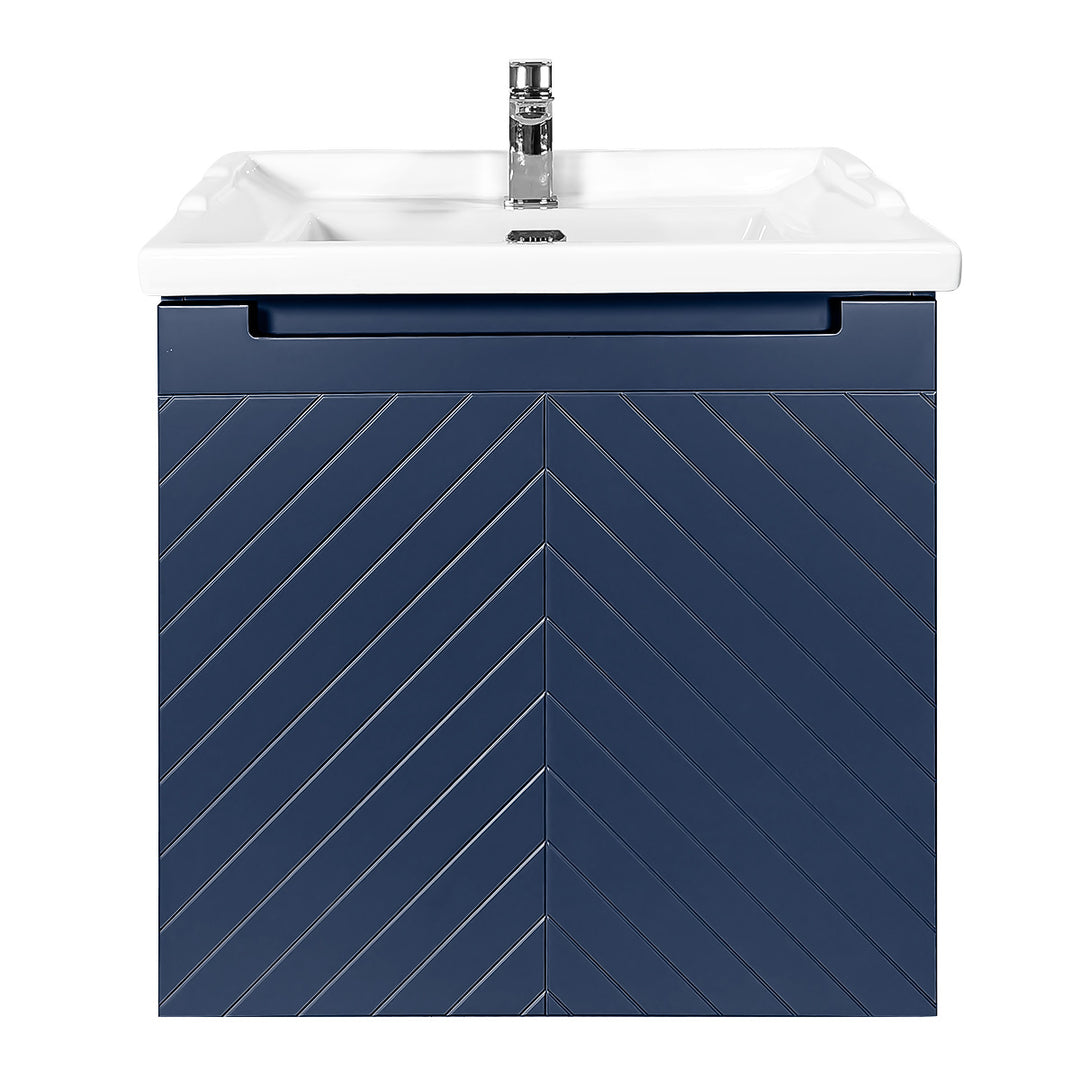 Josef Martin Sophie 600mm Chevron Vanity Unit &amp; Traditional Basin - Marine Blue
