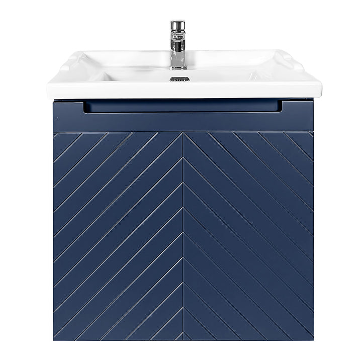 Josef Martin Sophie 600mm Chevron Vanity Unit &amp; Traditional Basin - Marine Blue