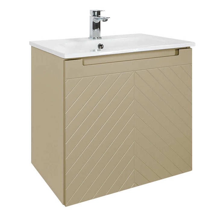 Josef Martin Sophie 600mm Chevron Vanity Unit &amp; Slimline Basin - Sand