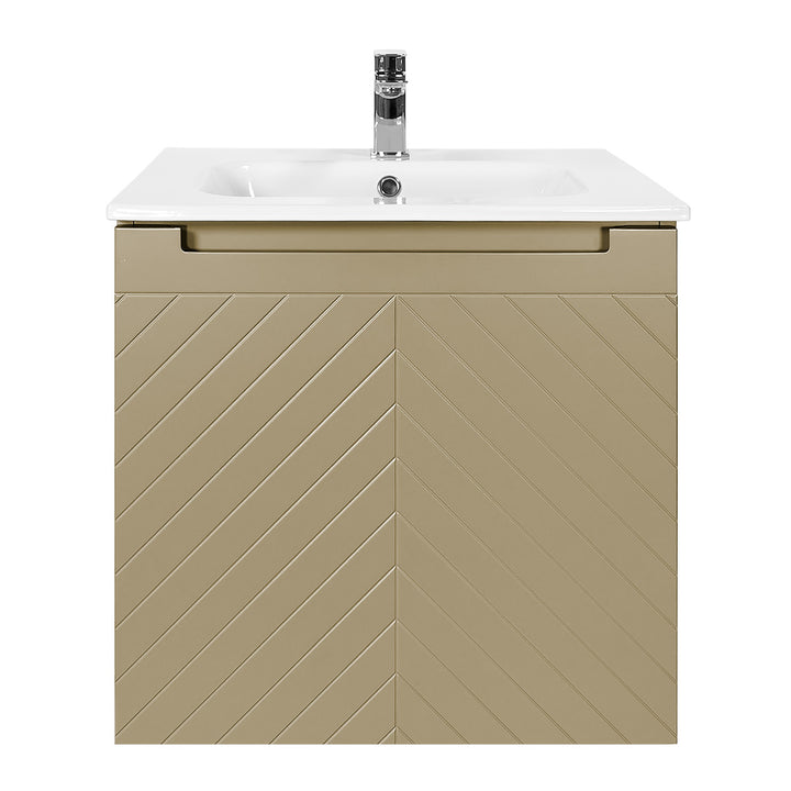 Josef Martin Sophie 600mm Chevron Vanity Unit &amp; Slimline Basin - Sand