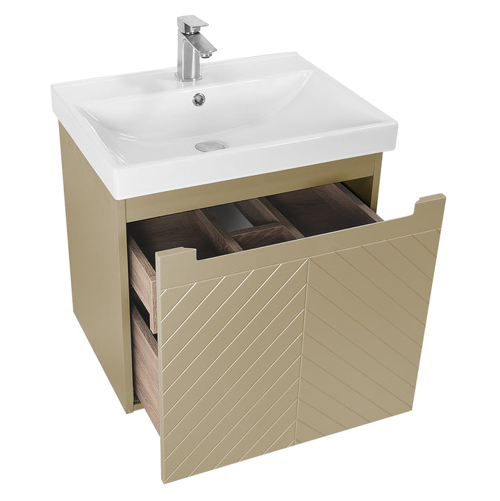 Josef Martin Sophie 600mm Chevron Vanity Unit &amp; Basin - Sand