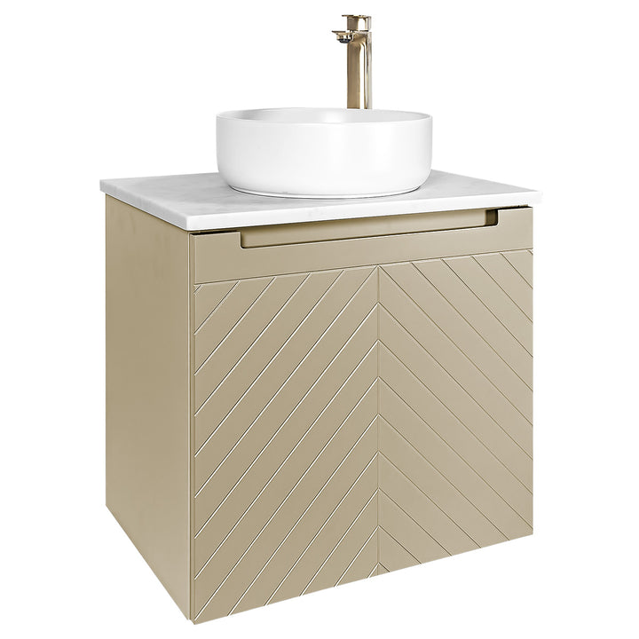 Josef Martin Sophie 600mm Chevron Vanity Unit &amp; Pebble Worktop - Sand