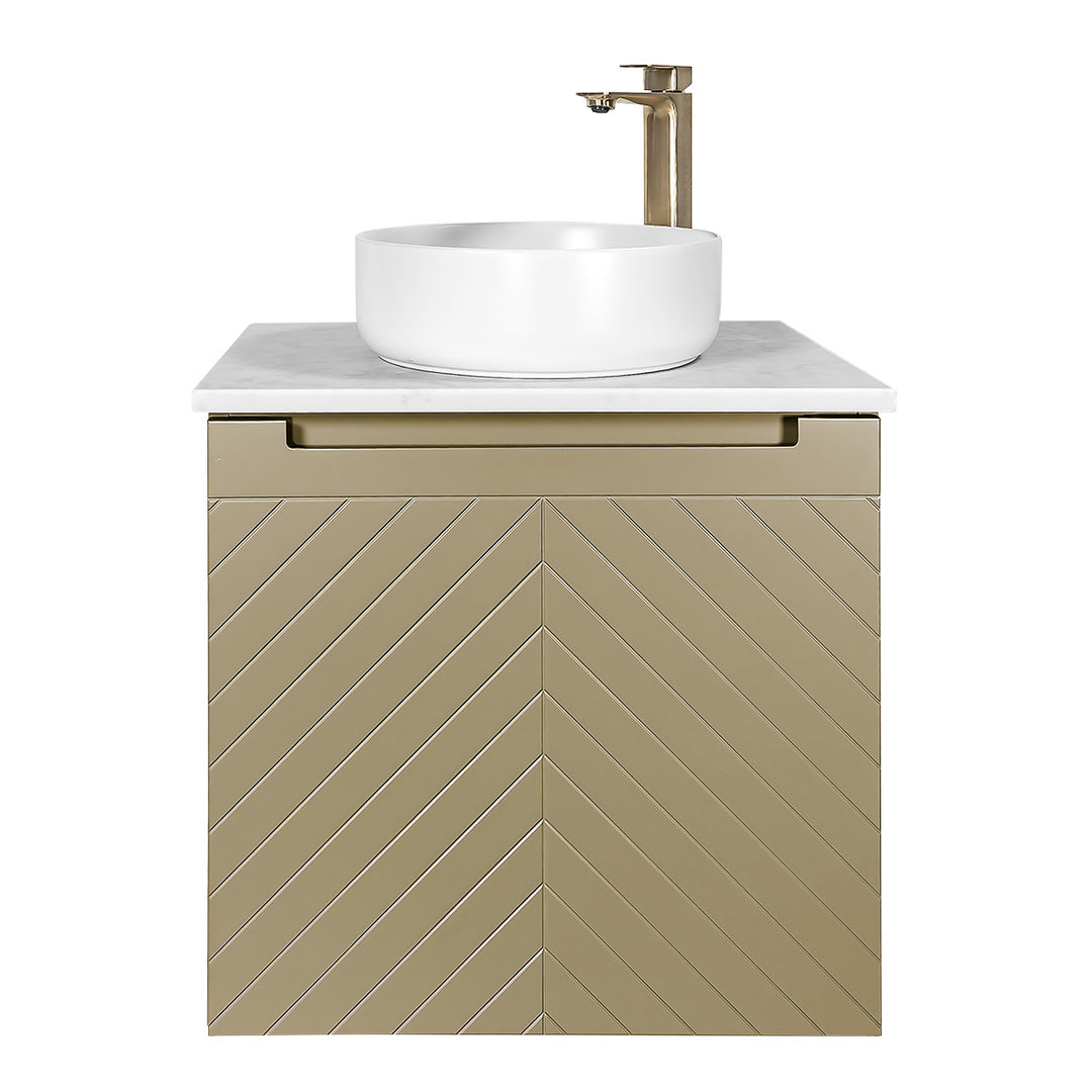 Josef Martin Sophie 600mm Chevron Vanity Unit &amp; Pebble Worktop - Sand