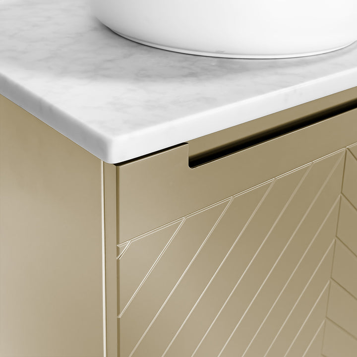 Josef Martin Sophie 600mm Chevron Vanity Unit &amp; Pebble Worktop - Sand