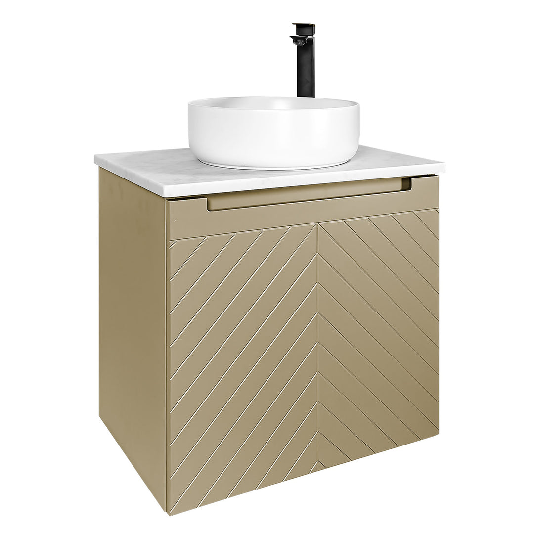 Josef Martin Sophie 600mm Chevron Vanity Unit &amp; Pebble Worktop - Sand