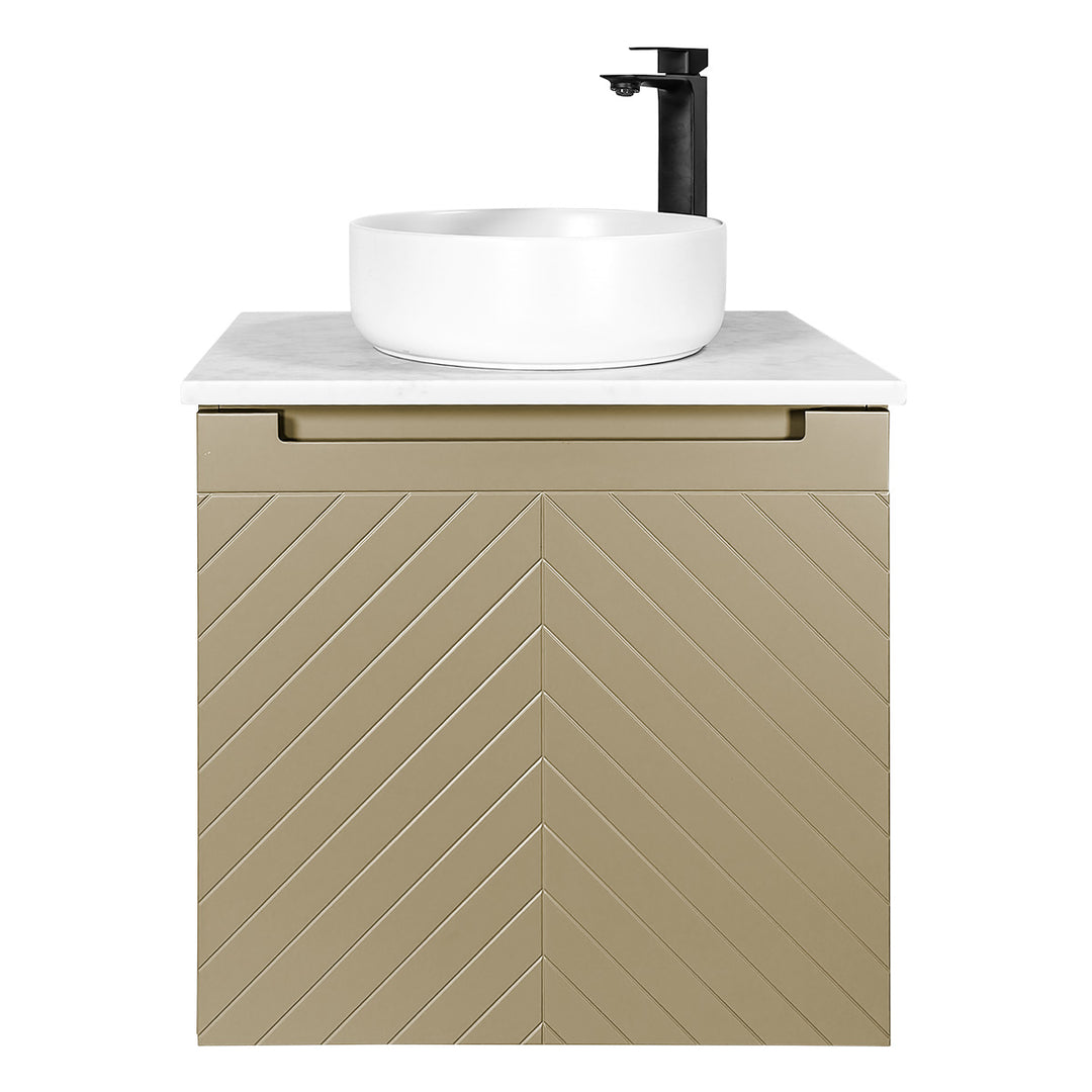 Josef Martin Sophie 600mm Chevron Vanity Unit &amp; Pebble Worktop - Sand