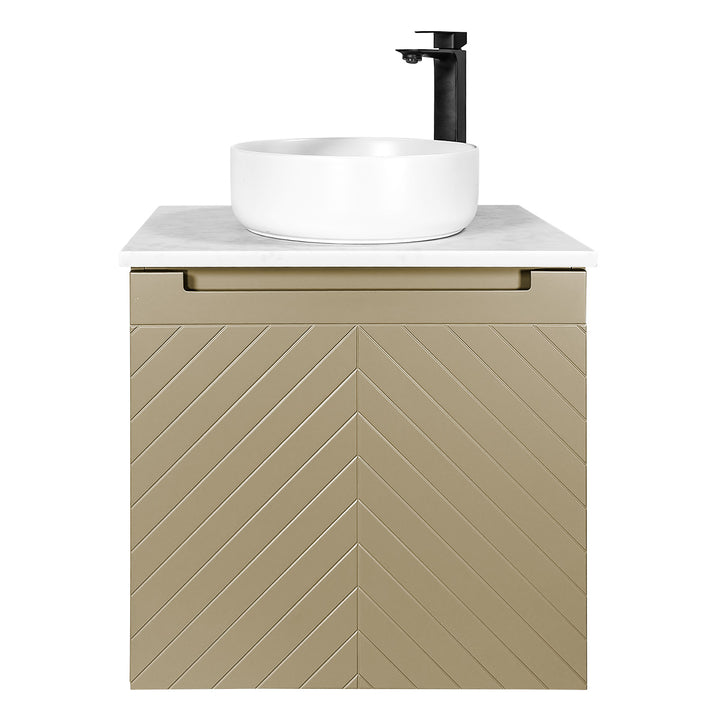 Josef Martin Sophie 600mm Chevron Vanity Unit &amp; Pebble Worktop - Sand
