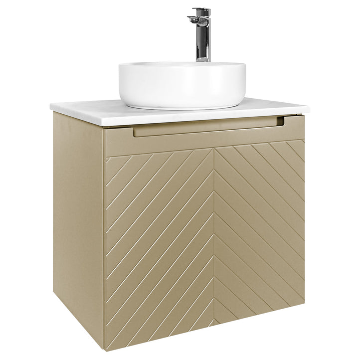 Josef Martin Sophie 600mm Chevron Vanity Unit &amp; Pebble Worktop - Sand