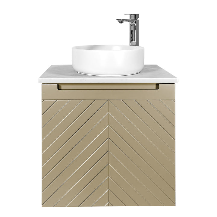 Josef Martin Sophie 600mm Chevron Vanity Unit &amp; Pebble Worktop - Sand