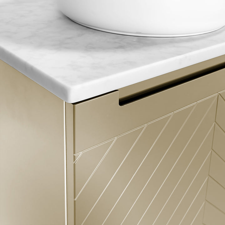 Josef Martin Sophie 600mm Chevron Vanity Unit &amp; Pebble Worktop - Sand