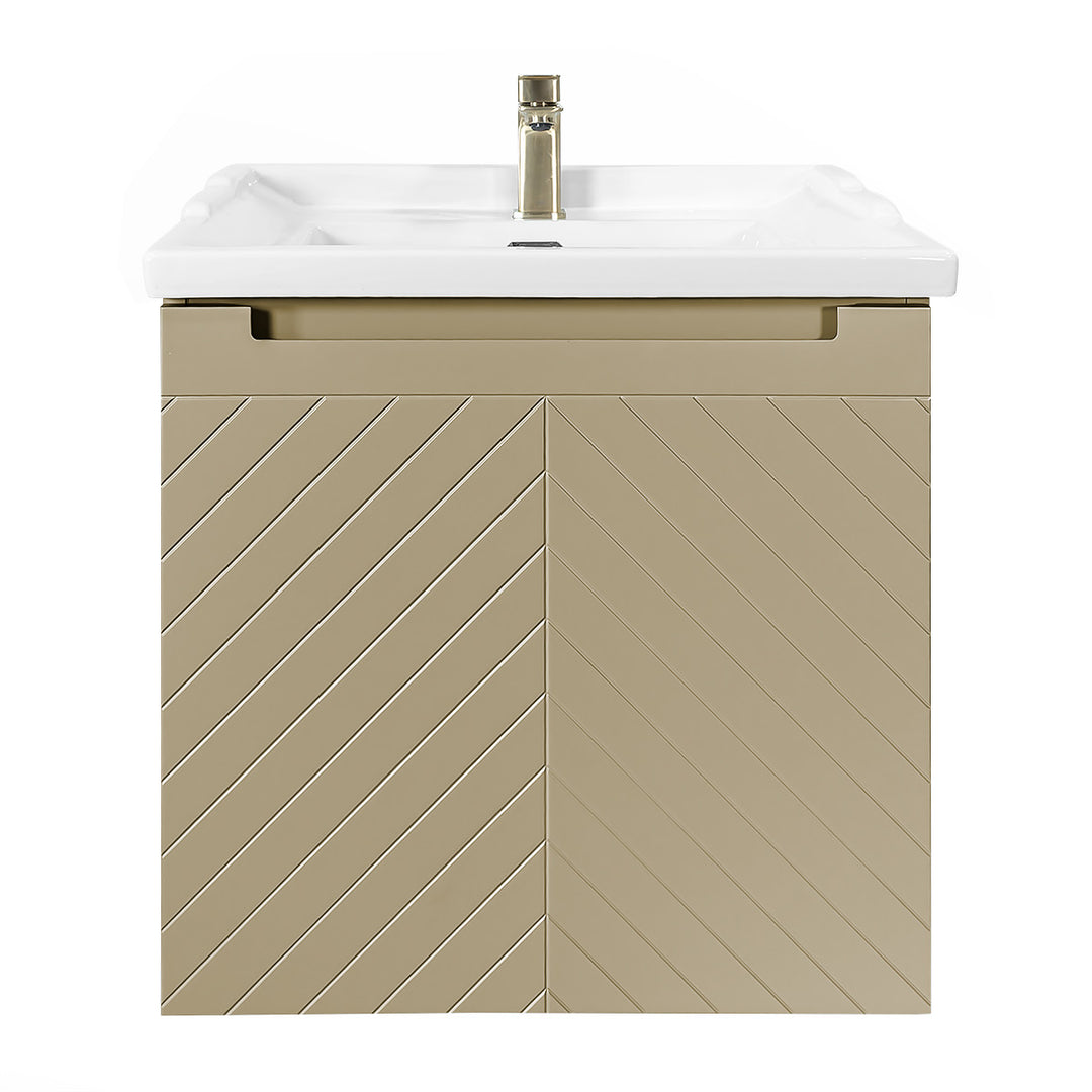 Josef Martin Sophie 600mm Chevron Vanity Unit &amp; Traditional Basin - Sand